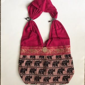 NWT Pink Zari wooden bead embellished shoulder bag